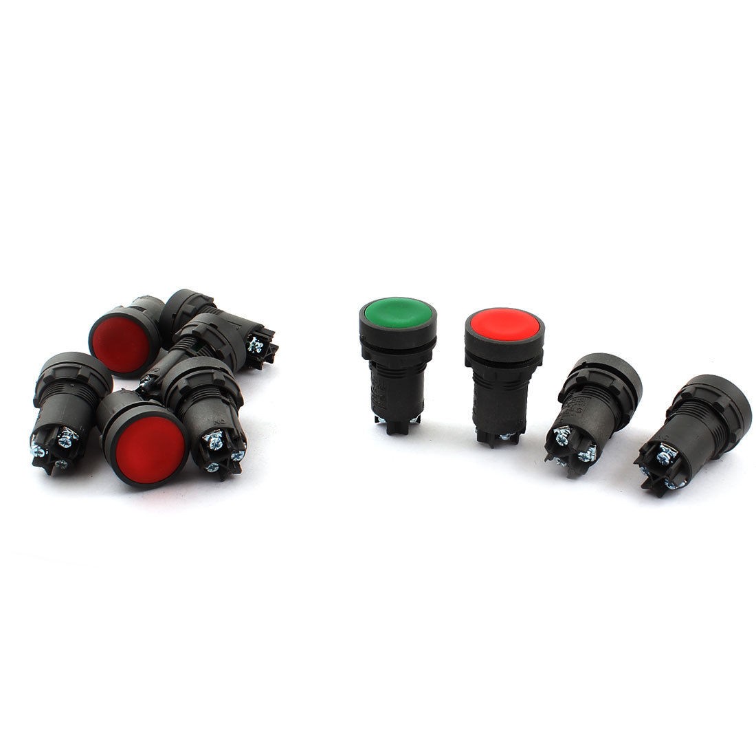 10pcs Panel Mounted AC 250V Momentary SPDT Pushbutton Switch Red Green