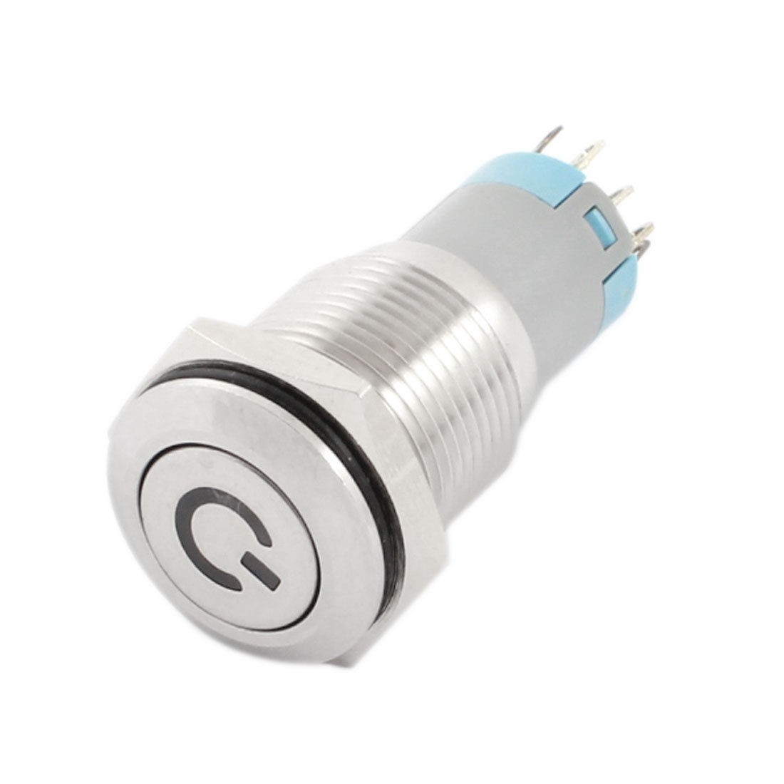 16mm Dia SPDT Self Locking Blue LED Stainless Steel Push Button Switch DC12V