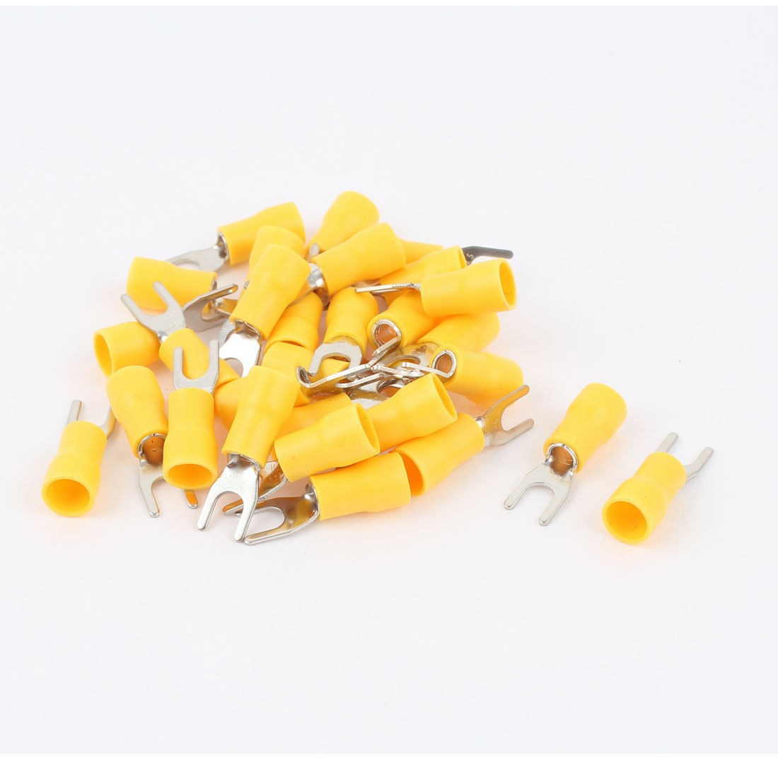 30pcs 12 10AWG 8 Stud Yellow Insulated Fork Spade Terminal Electrical Connector