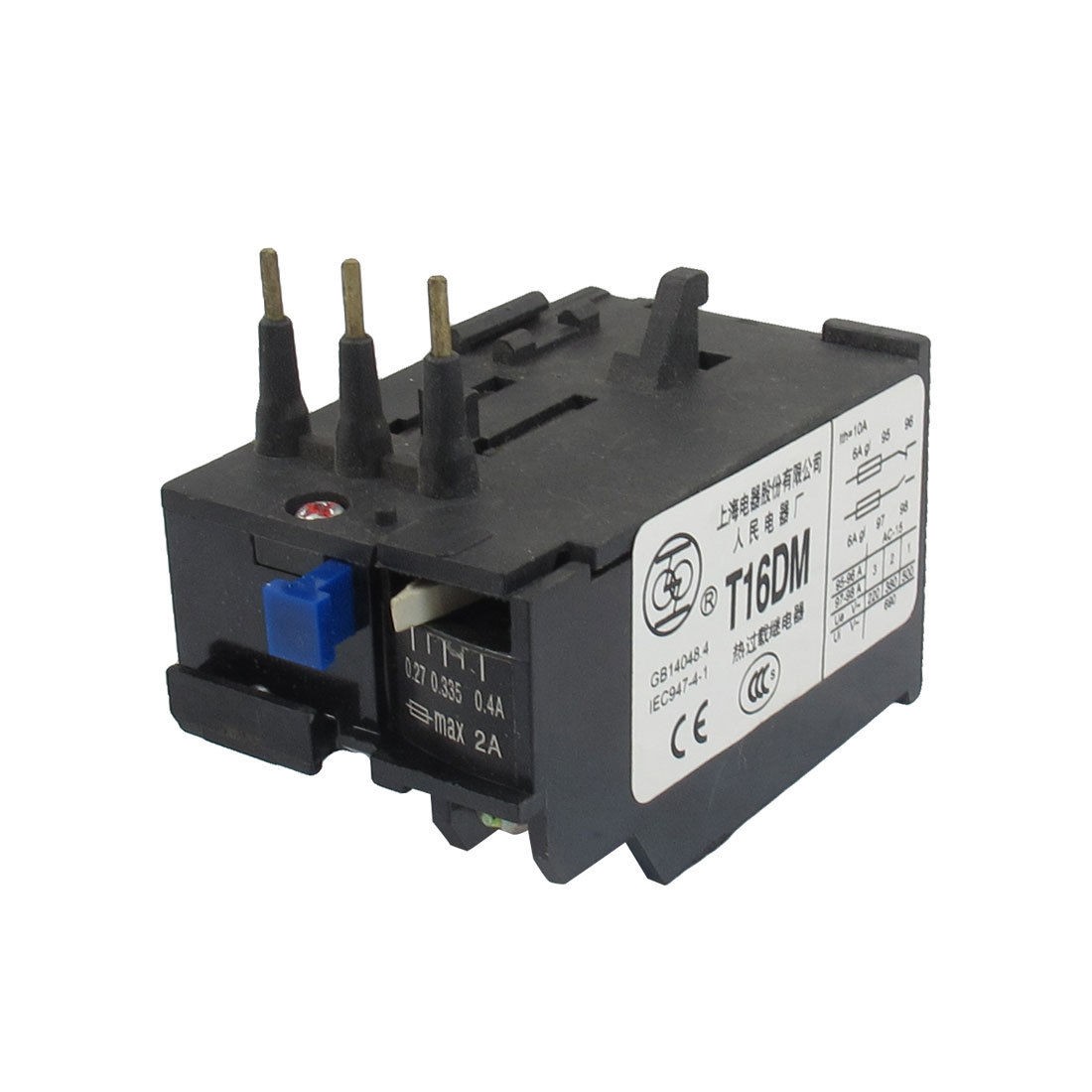 T16DM 3 Pole 0 27A 0 4A Current Range Motor Thermal Overload Relay 1NO 1NC