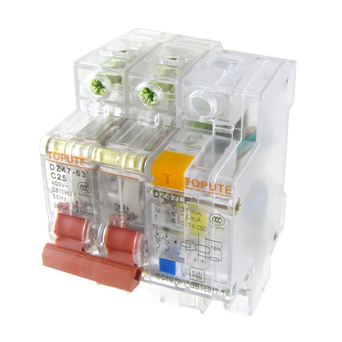 Transparent AC 400V 25A 2 Poles 2P Earth Leakage Circuit Breaker