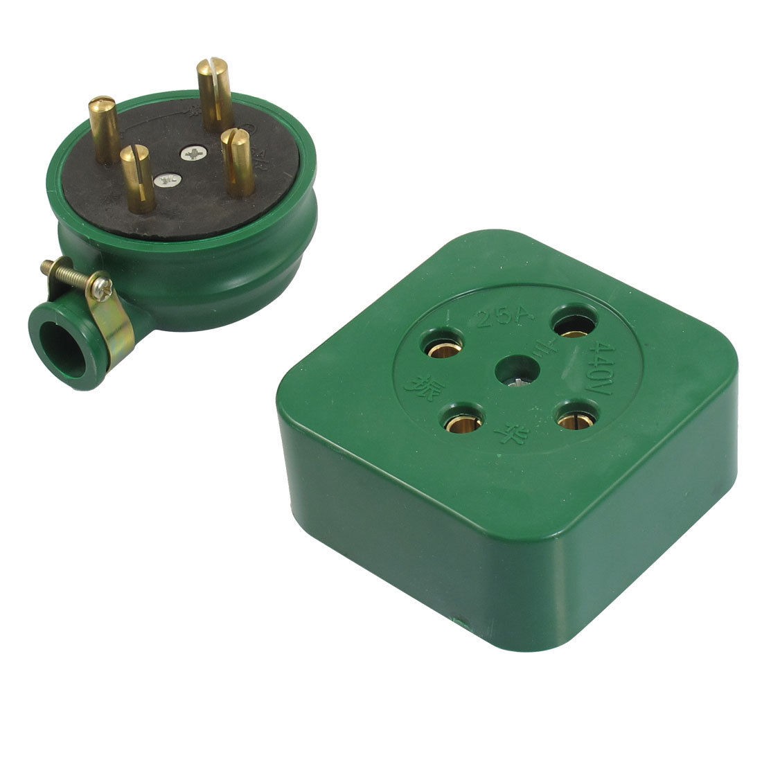 Industrial AC 440V 25A Three Phase Four Wire Socket w 4 Round Pin Plug