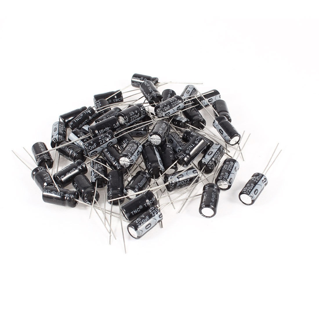 50 Pcs 220uF 25V Radial Leads Aluminum Electrolytic Capacitors 6x12mm