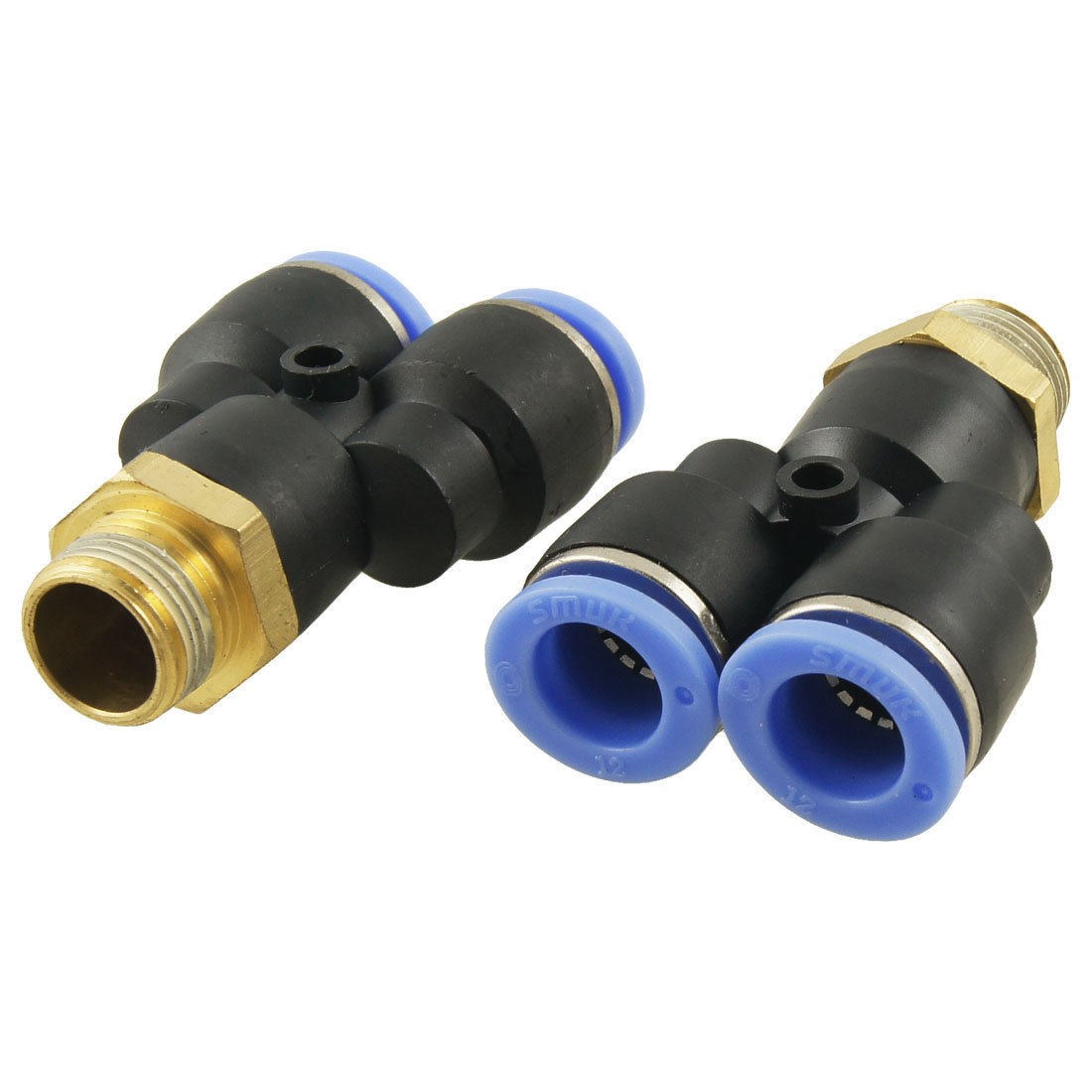2 Pcs Pneumatic 3 8" Thread 12mm Push in Y Shape Quick Connector