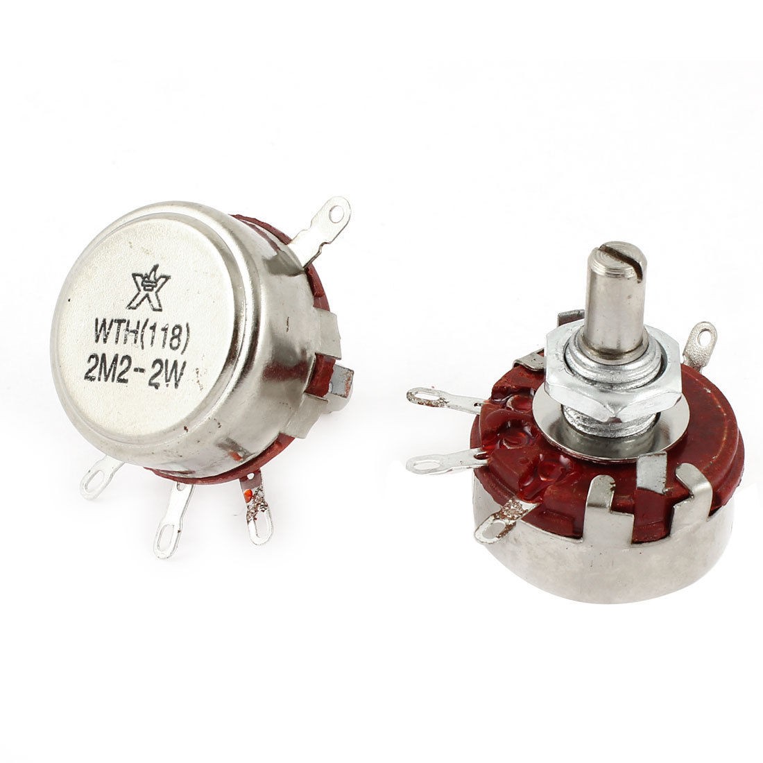 2 Pcs Single Linear Pot Rotary Taper Carbon Potentiometer 2W 2 2M Ohm WTH118