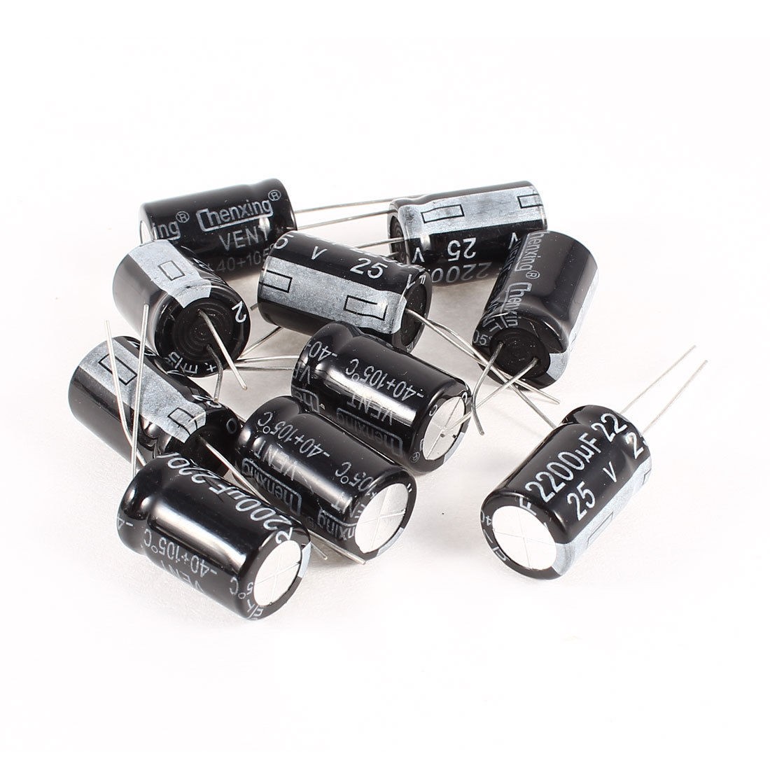 10 Pcs 2200uF 25V Radial Leads Aluminum Electrolytic Capacitors Black 13x20mm
