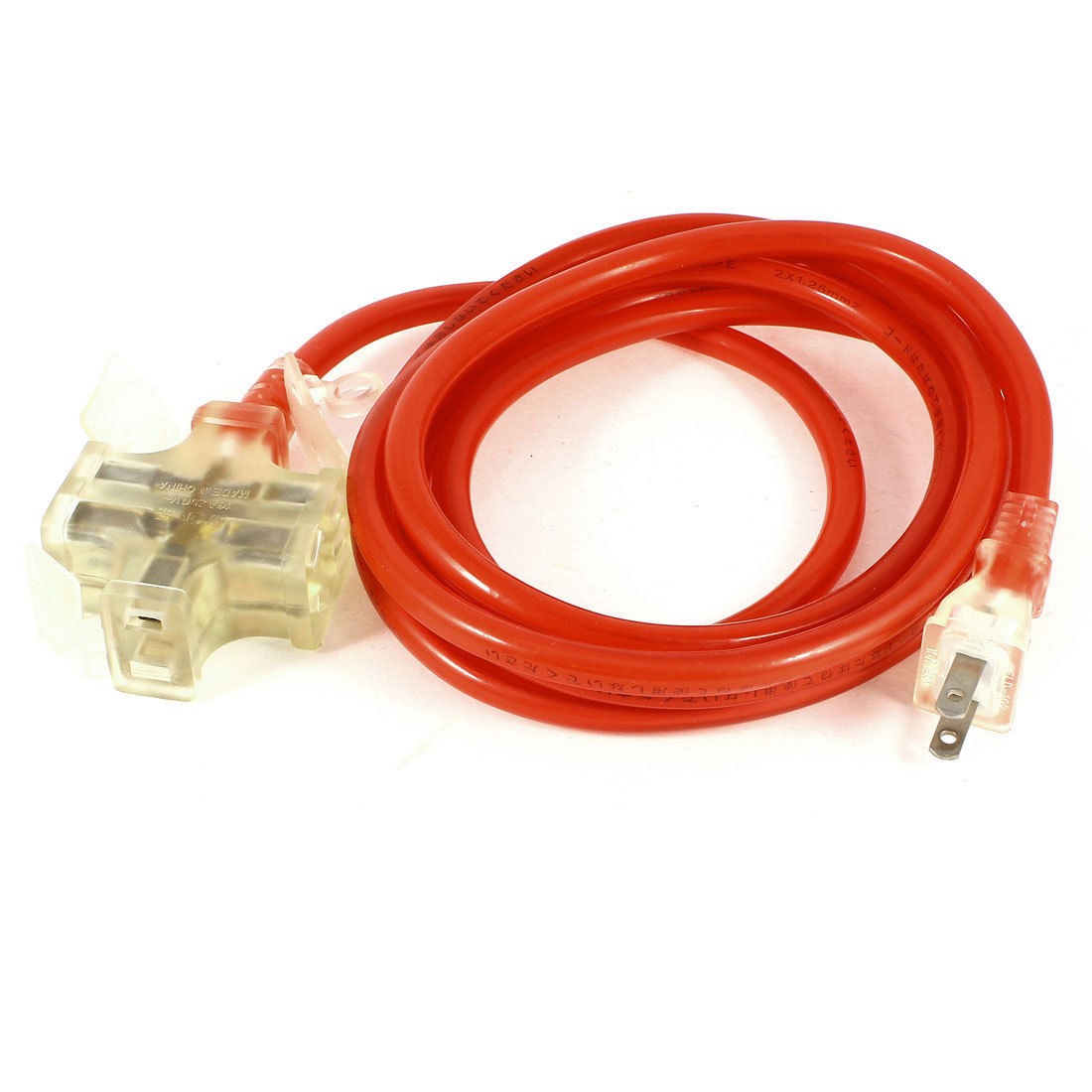 US Plug AU US Socket Extension 3 Outlet Power Converter Red 10ft AC 125V 15A