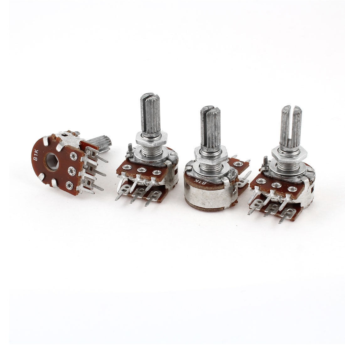 4pcs 1K Ohm 20mm Shaft B Type Linear Dual Rotary Rotatable Taper Potentiometer