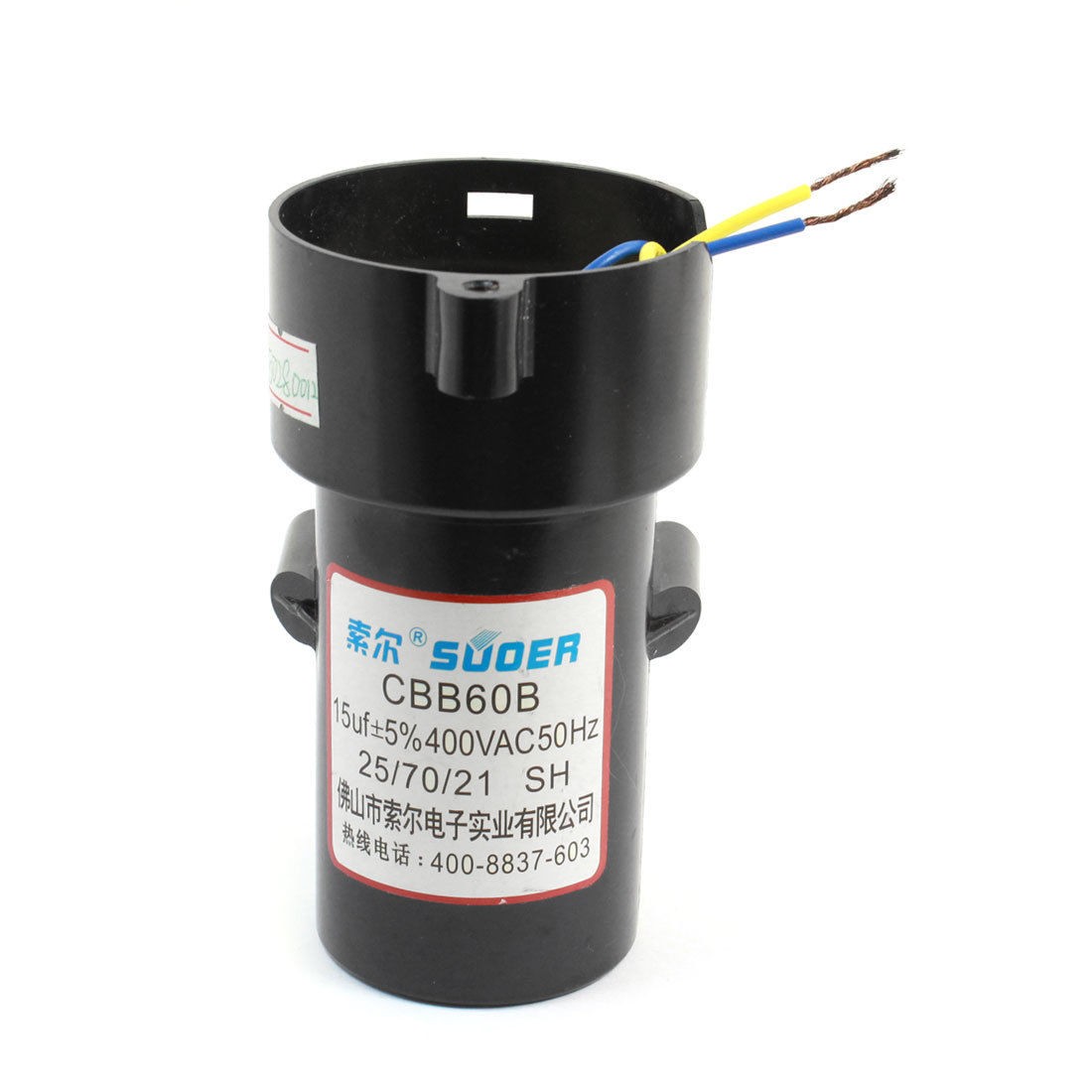 CBB60 AC 400V 15uF 50 60Hz Cylinder Shape Dual Wire Motor Capacitor