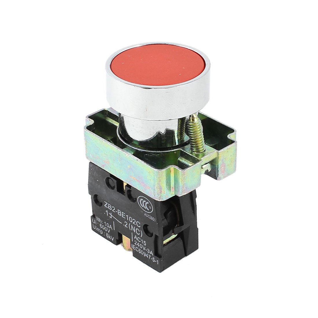 600V 10A 2 Terminal Self Locking Emergency Stop Push Button Switch