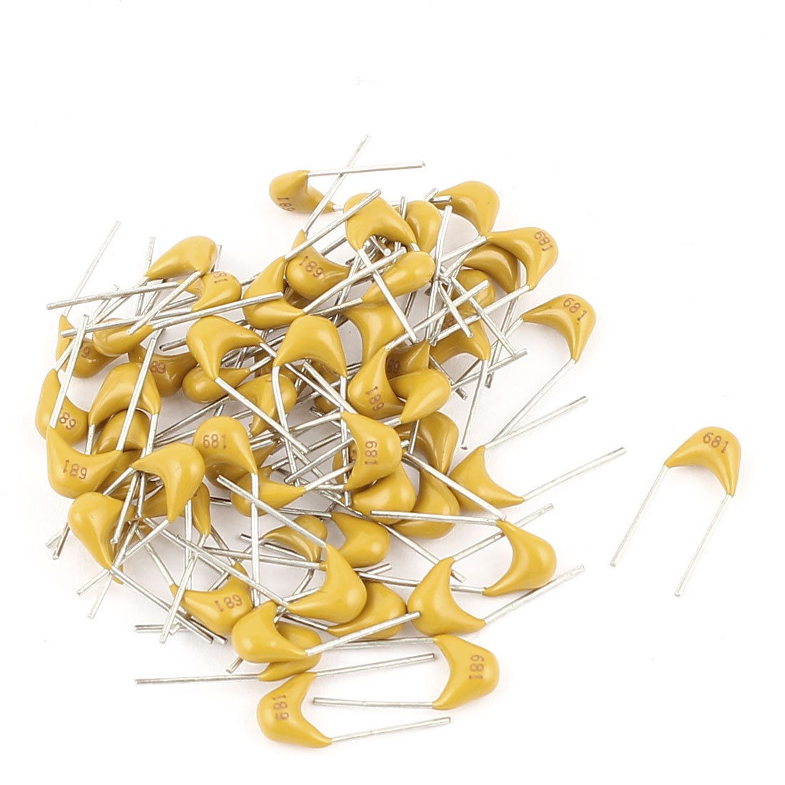 60pcs Brown Multilayer Ceramic Disc Capacitor 50V 680pF 10 Tolerance