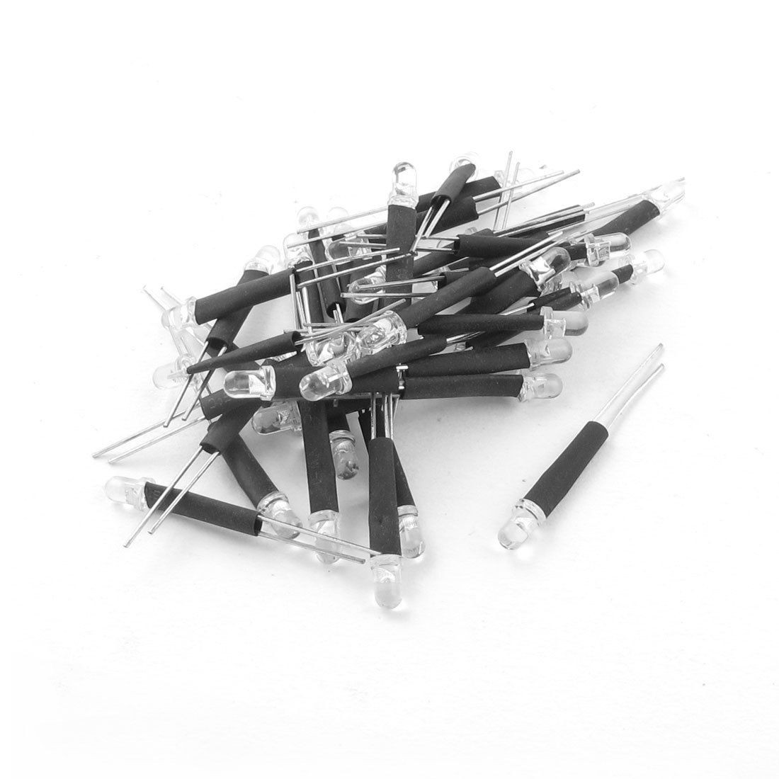 40 Pcs Black Heat Shrink Tube 3mm Clear Straw Hat Green LED Light Emitting Diode