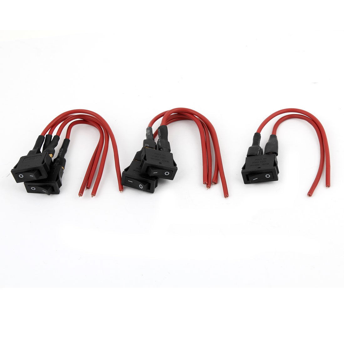 5 Pcs AC 6A 250V 10A 125V 2 Wires SPST Rocker Switch Black Red