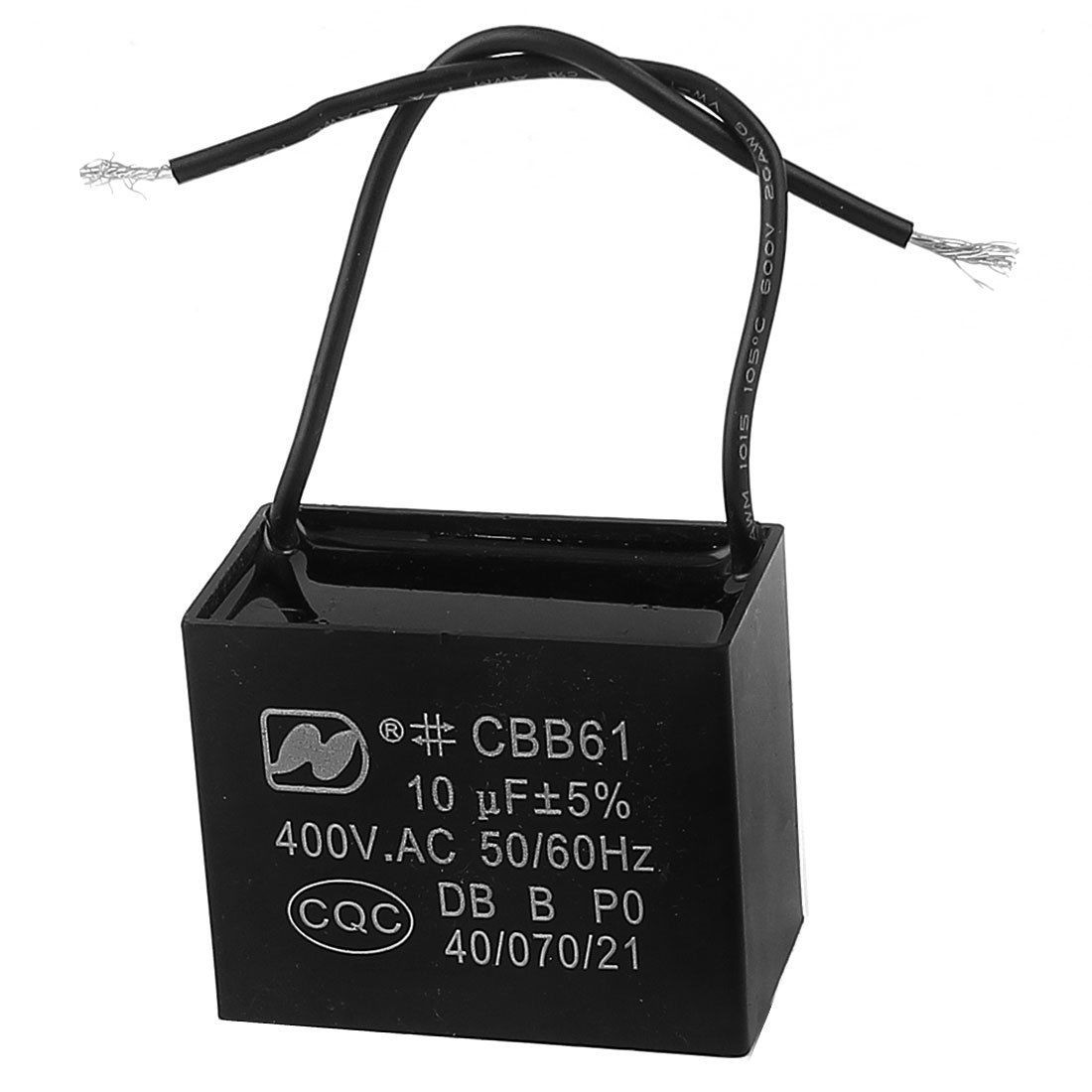 CBB61 AC 400V 10uF 5 2 Wire Polypropylene Film Motor Run Capacitor
