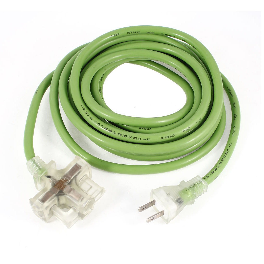 US Plug AC 125V 15A AU US Socket 3 Outlet Extension Power Adapter Green 5M