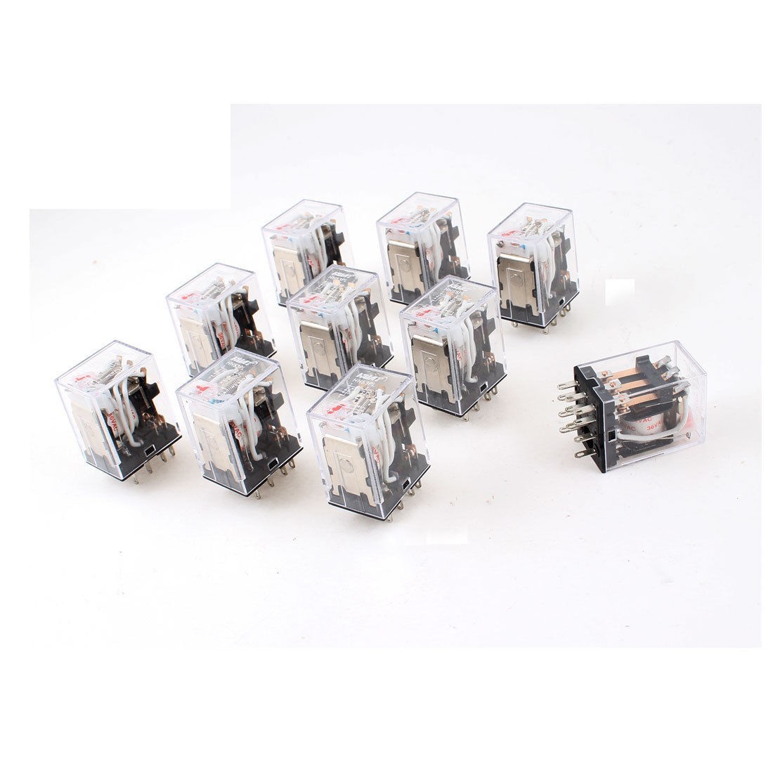 AC 36V Coil 3PDT 11 Pin Red LED Indicator Lamp General Purpose Power Relay 10pcs