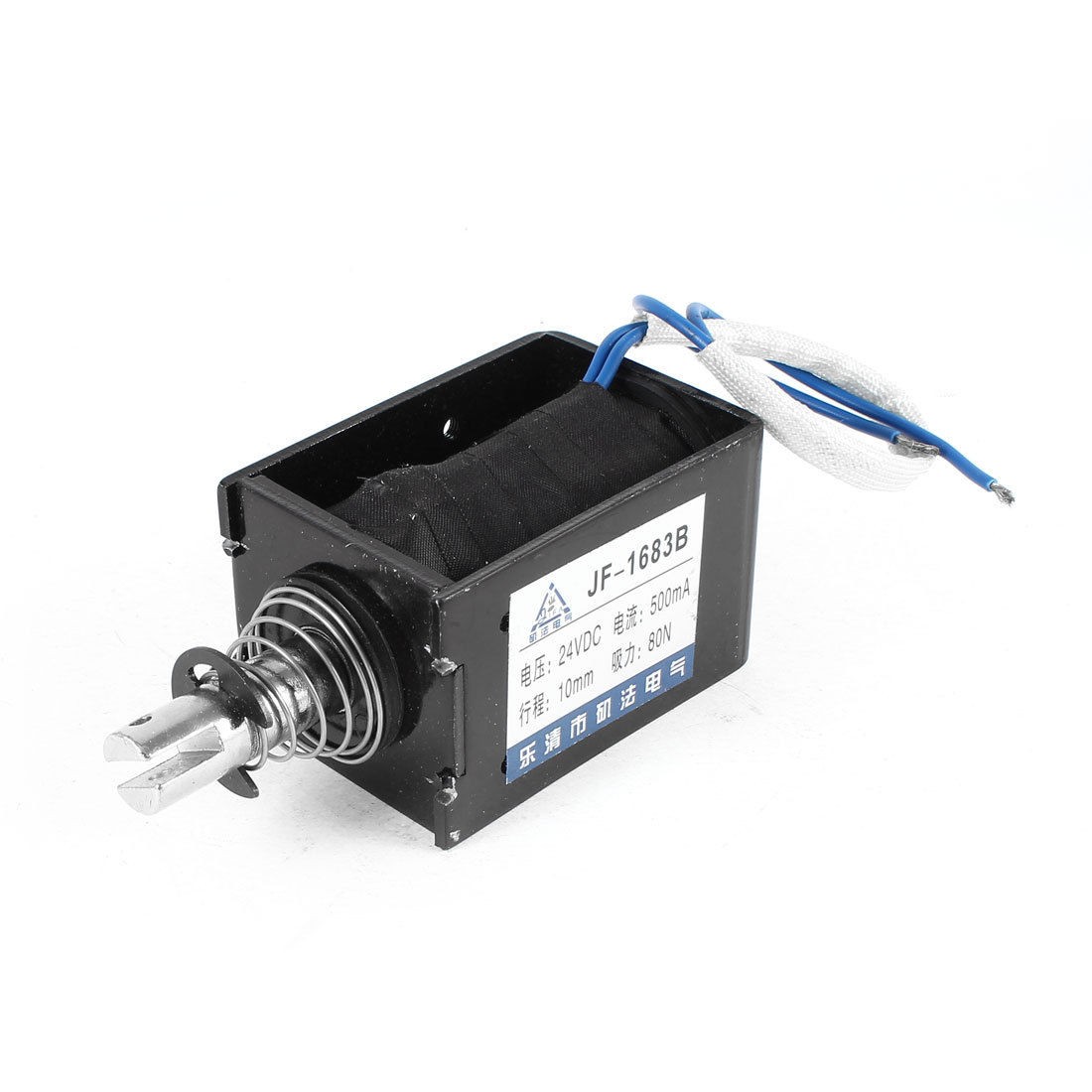 DC 24V 500mA Open Frame Solenoid Electromagnet w Spring Plunger JF 1683B