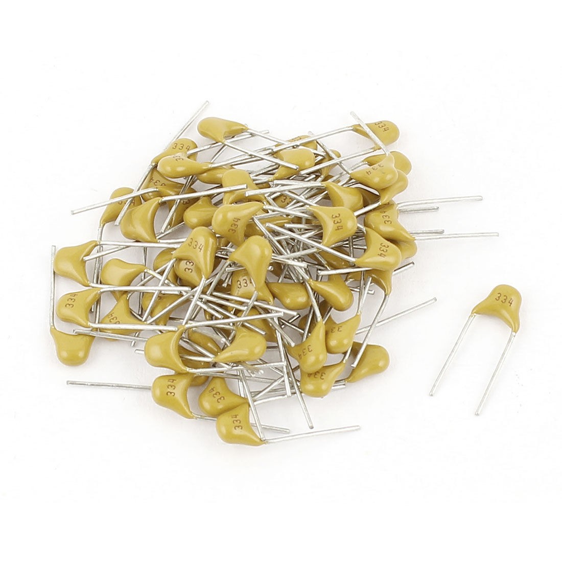60pcs 50V 330nF Through Hole Ceramic Disc Capacitors