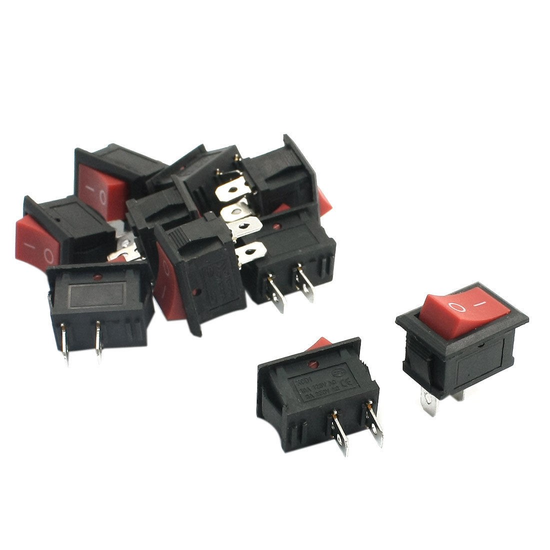 10pcs SPDT 1NO 2 Pin Soldering Boat Rocker Switches AC 250V 6A 125V 10A