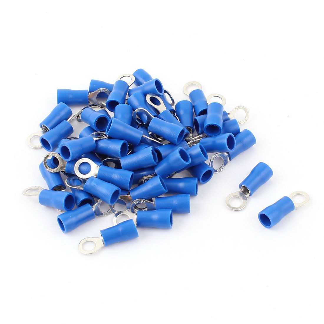 5 Pcs Ground Insulated Wire Connector Ring Crimp Terminal Blue 14 16AWG M4