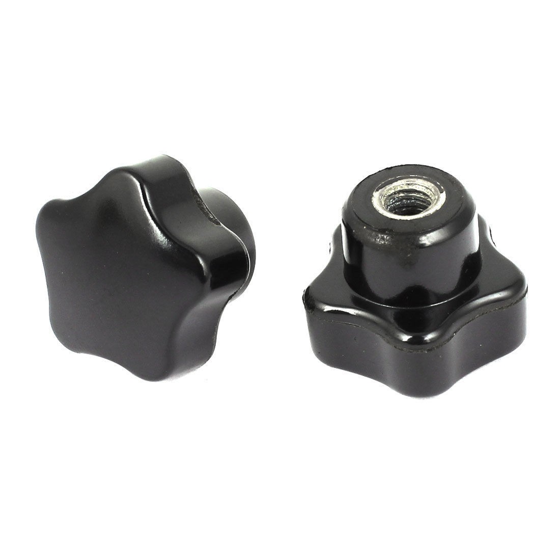 6mm Dia Thread Plastic 25mm Star Head Screw On Type Clamping Knob Grip 2 Pcs