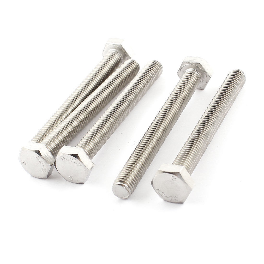 5pcs 10mmx90mm A2 70 Stainless Steel Full Thread Hex Cap Screw Bolt