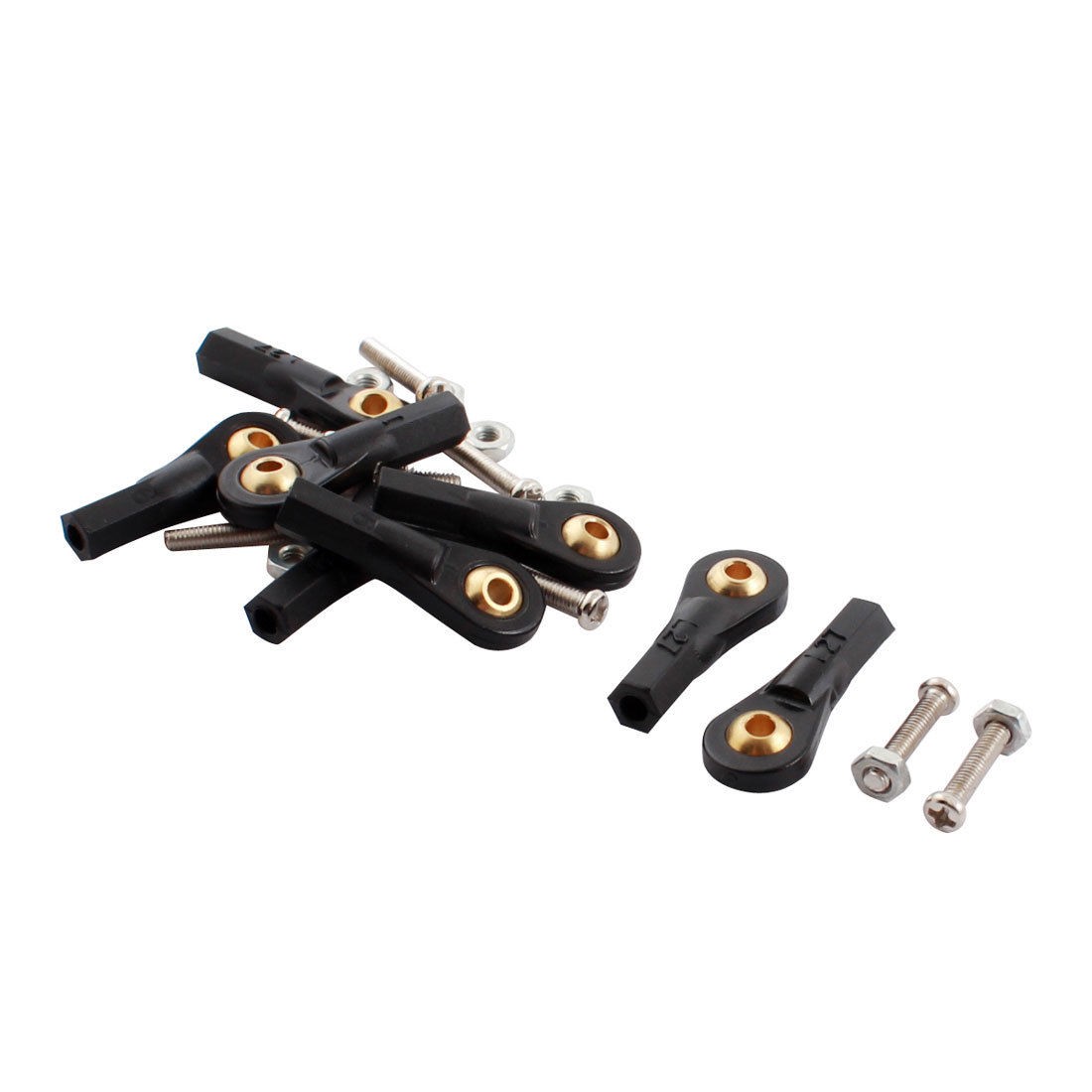 8pcs RC Car Black 2 5x27x3mm Rod End Metal Ball Head Buckle Joints Set w Screws