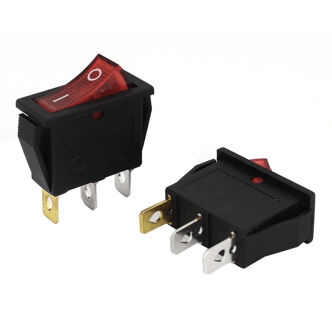 AC 250V 15A AC125V 20A DPST 3 Pin Terminal on Off Snap in Boat Rocker Switch x 2