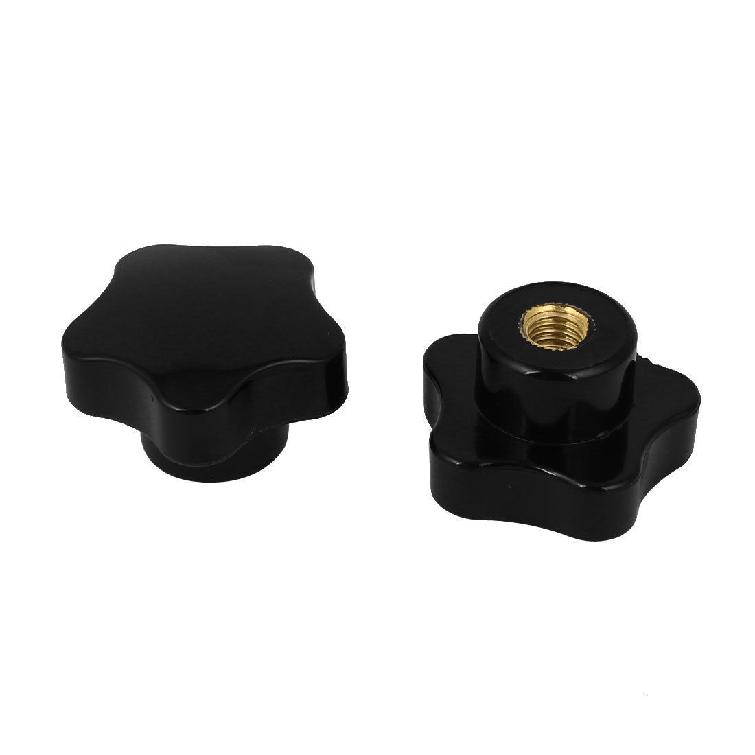 2 Pcs 7mm Female Thread Dia Screw on Type Replacement Clamping Star Knob Black