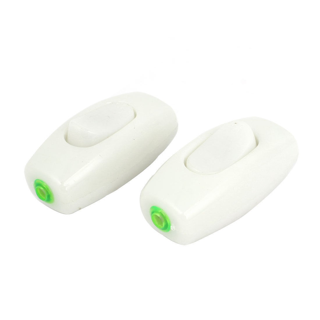 2 Pcs White Plastic Housing in Line Cord Light on Off Buton Switch AC 250V 6A