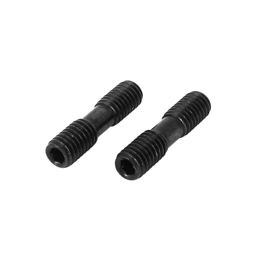 Mold Machine 25mm Long 6mm Male Thread Dual Ended Screw Bolt Black MCS625 2 Pcs
