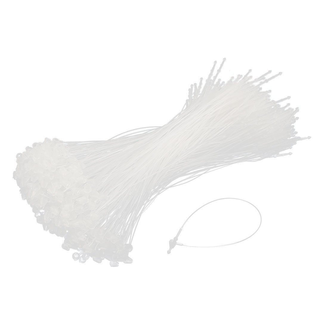 5" Snap Lock Pin Security Loop Plastic Tag Fastener Cable Tie Clear White 500pcs