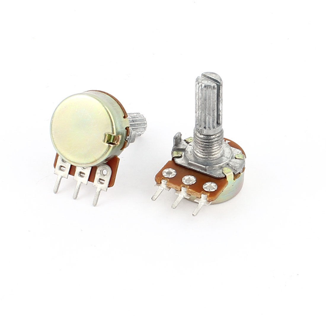 2pcs 1K Ohm 3 Pin Knurled Shaft Linear Rotary Taper Potentiometer B1K