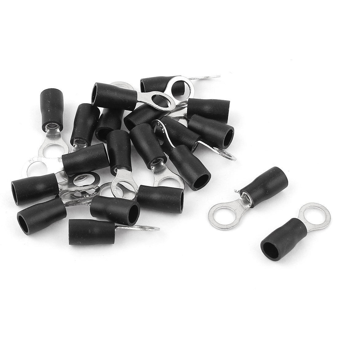 20 Pcs 2 5S Insulated Wire Connector Ring Crimp Terminal Black 16 14AWG