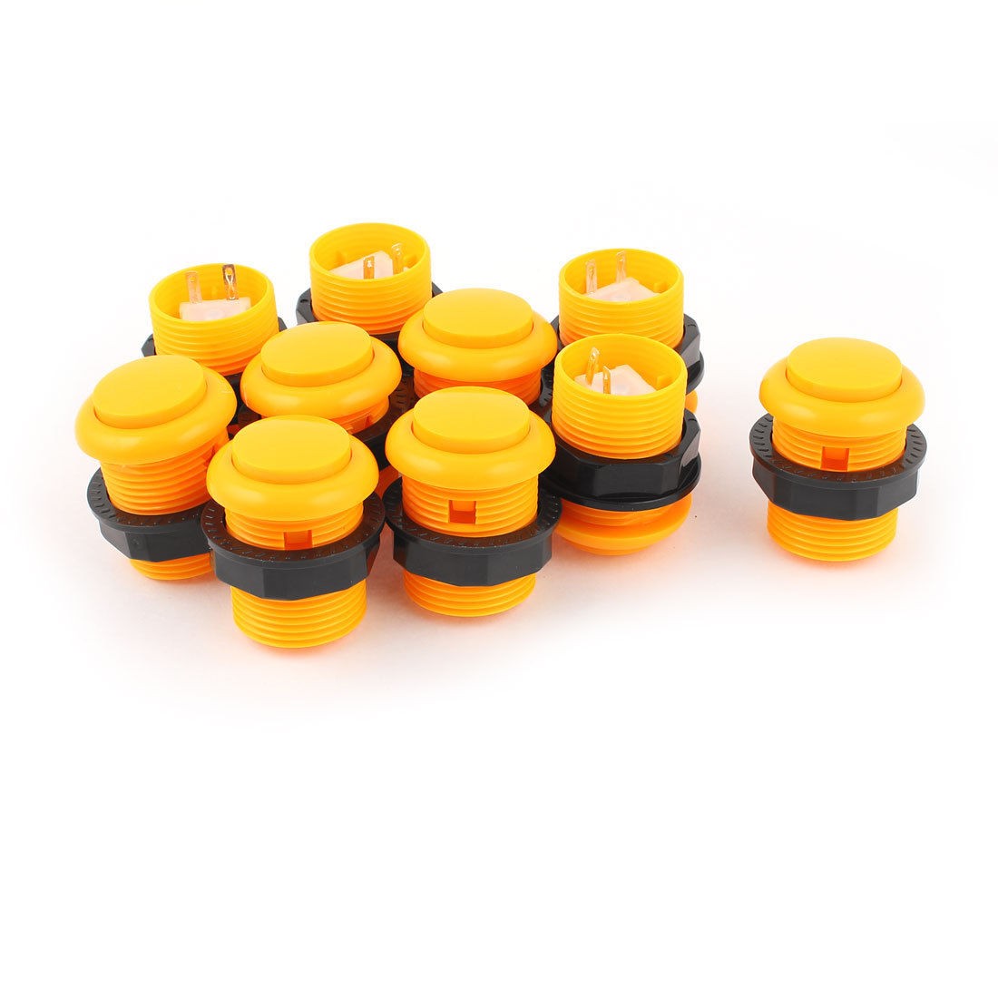 10pcs Orange Round Cap No Type SPST Pushbutton Switch for Arcade Game Machine