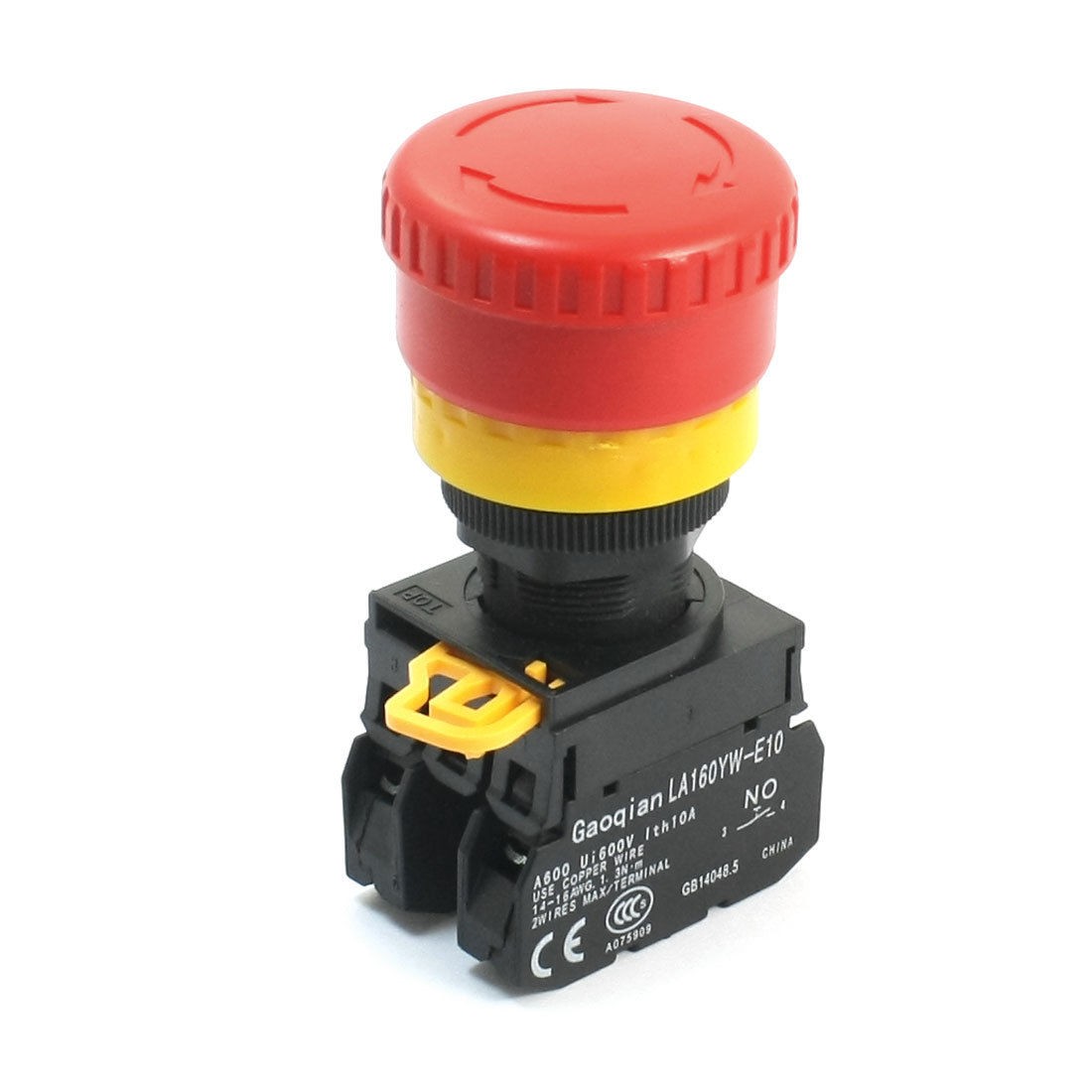 DPST Red Round Head Locking Emergency Stop Push Button Switch 10A 600V