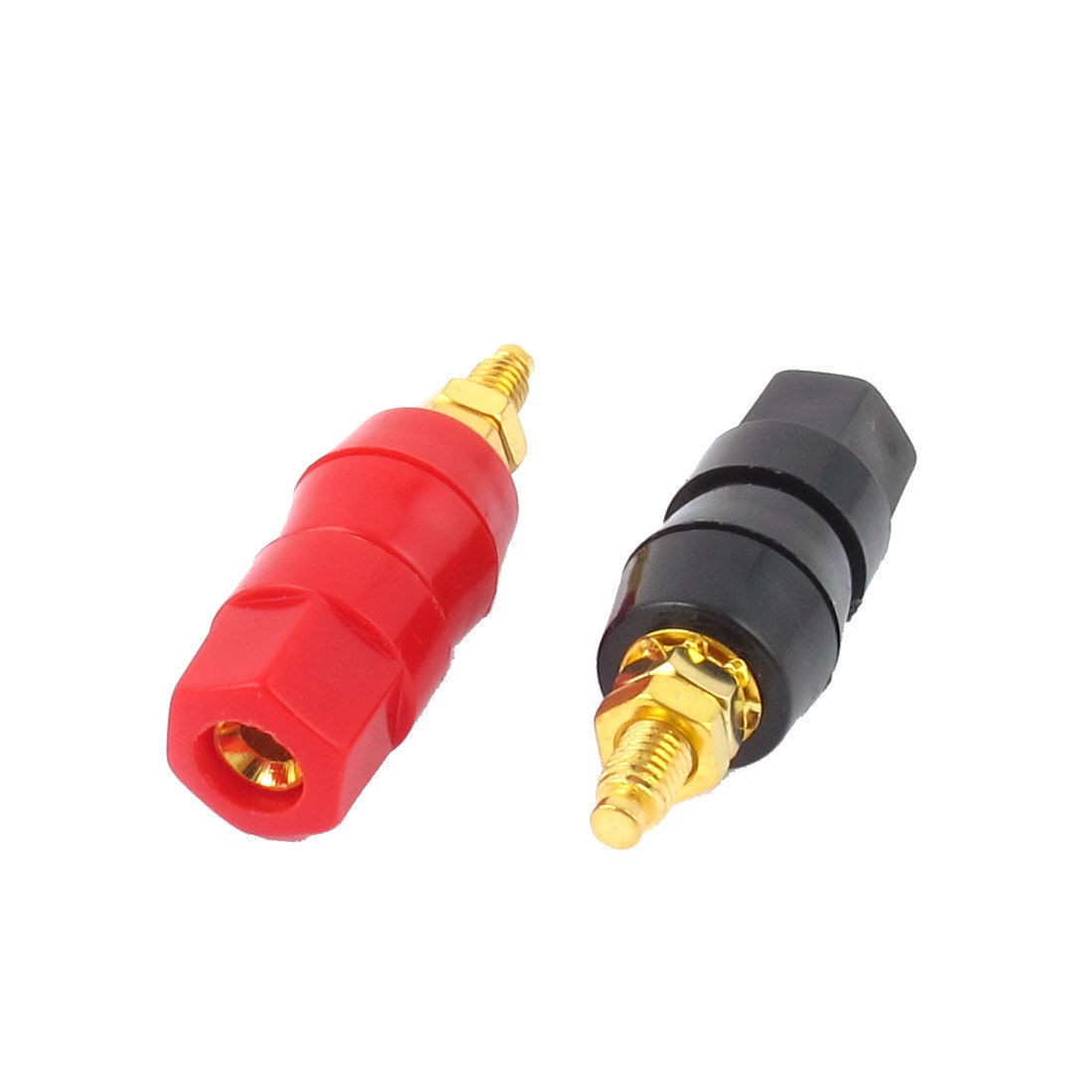 2 Pcs Red Black Plastic Shell Speaker Amplifier 6mm Banana Plug Binding Post