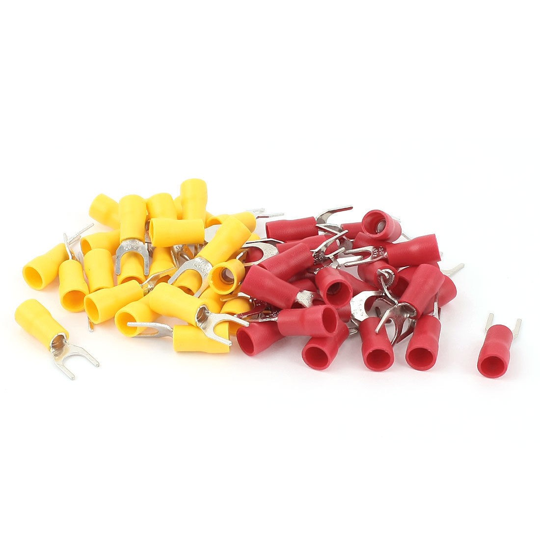 50pcs 12 10 AWG Wire Connector Insulated Fork Spade Terminal 1 4 Red Yellow