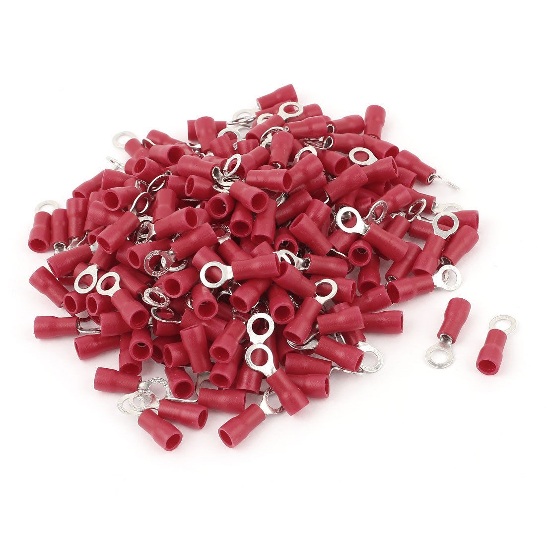 200 Pcs 1 25 4S Insulated Wire Connector Ring Crimp Terminal Red 22 16AWG