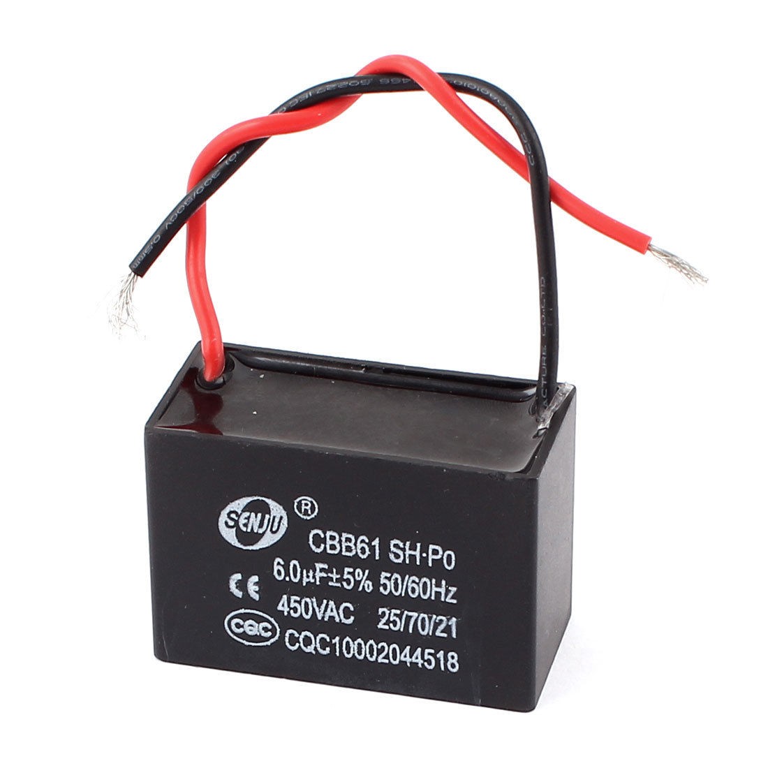 Ceiling Fan Motor Capacitor CBB61 6uF AC 450V 2 Wire