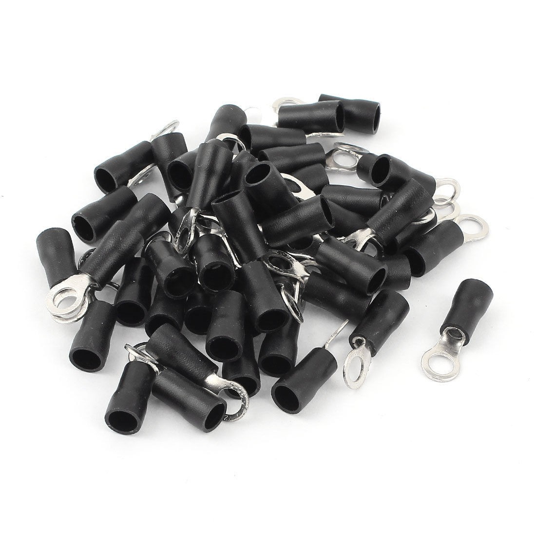 50 Pcs 3 5 5S Insulated Wire Connector Ring Crimp Terminal Black 14 12AWG