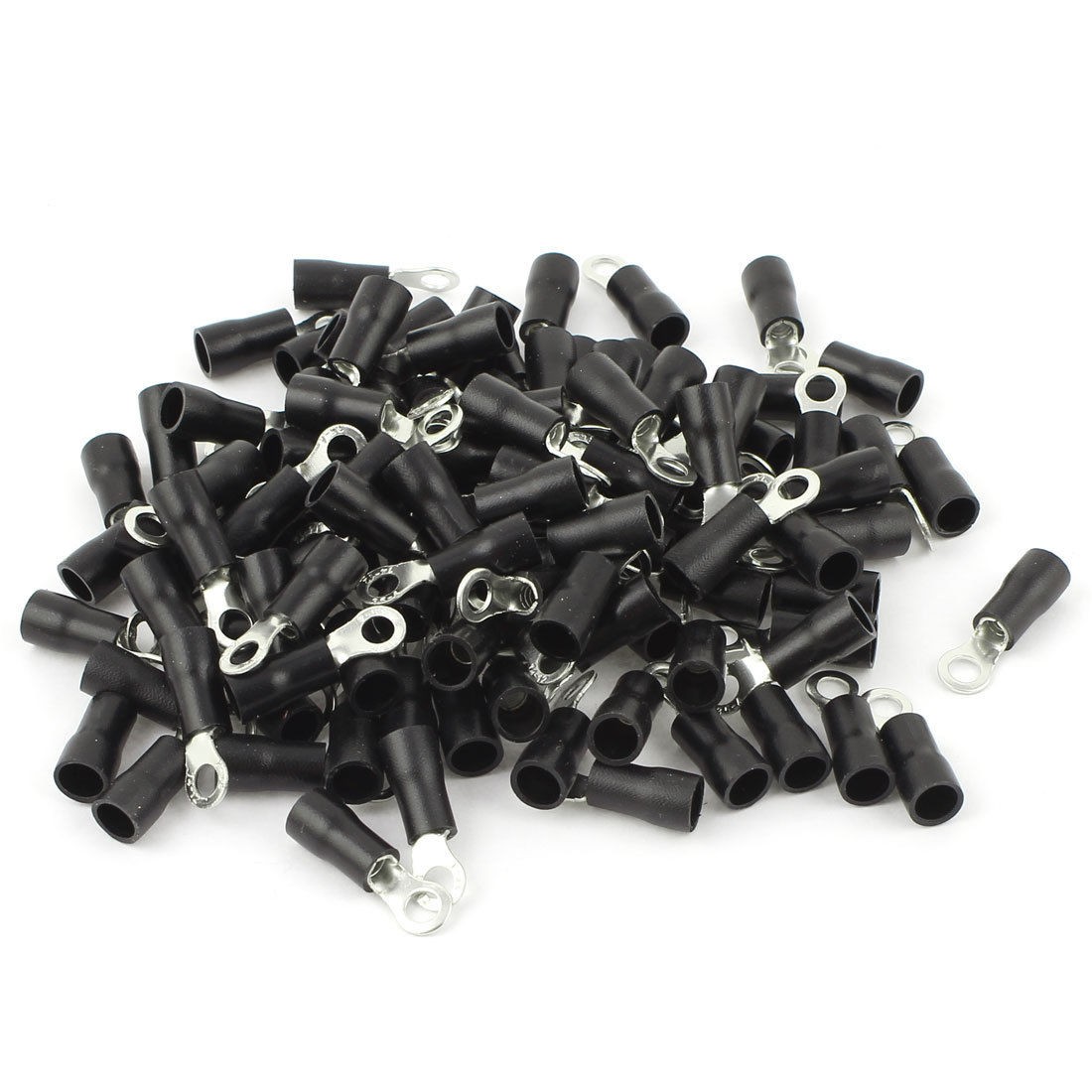 100 Pcs 3 5 4S Insulated Wire Connector Ring Crimp Terminal Black 14 12AWG