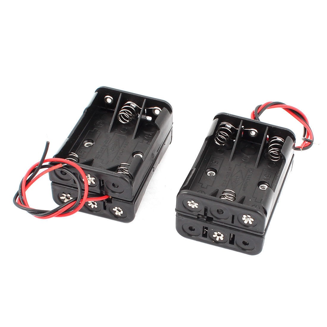 2 Pcs Dual Layers Battery Clip Holder Box Case Black for 6 x 1 5V AAA Batteries