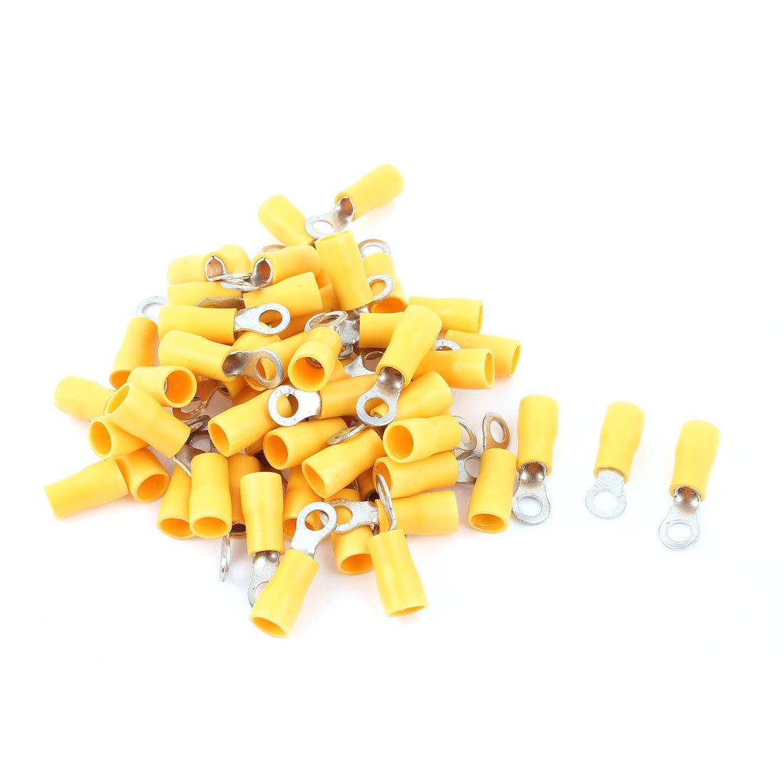 50 Pcs 3 5 4S Insulated Wire Connector Ring Crimp Terminal Yellow 14 12AWG