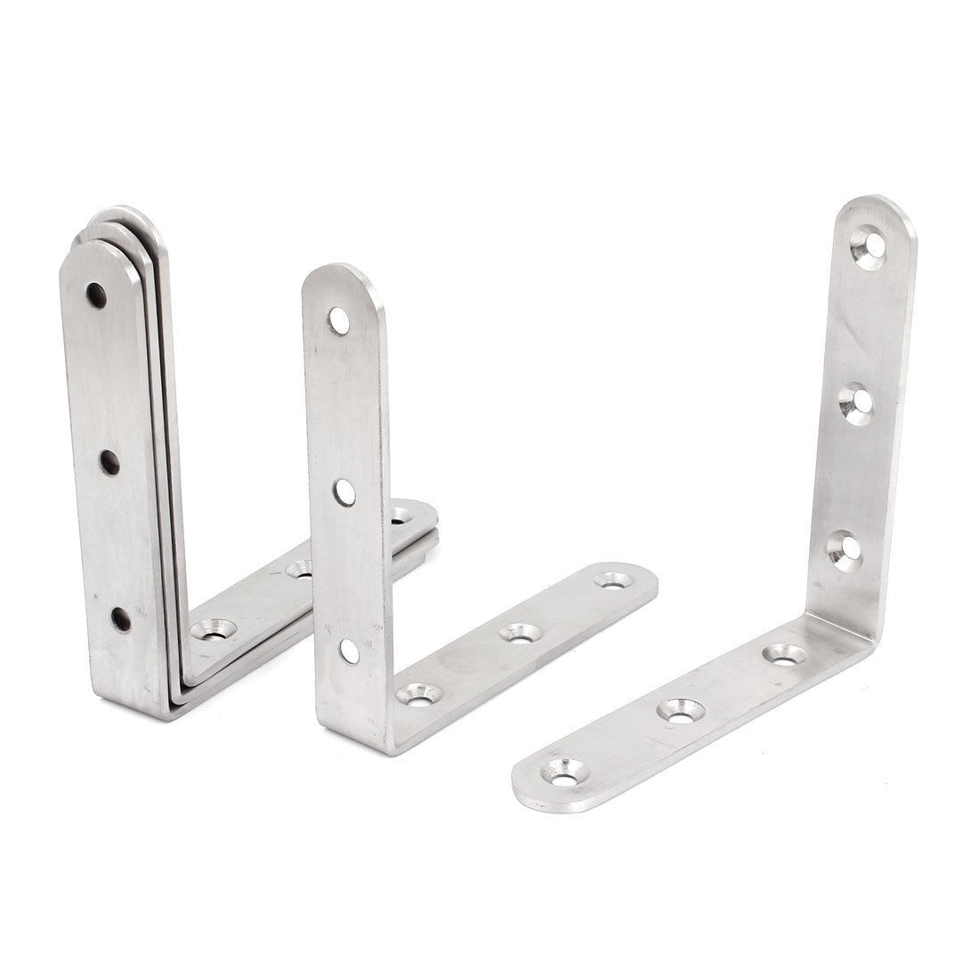 Silver Tone 100mmx100mm 6 Holes Shelf Corner Brace 90 Degree Angle Bracket 5pcs