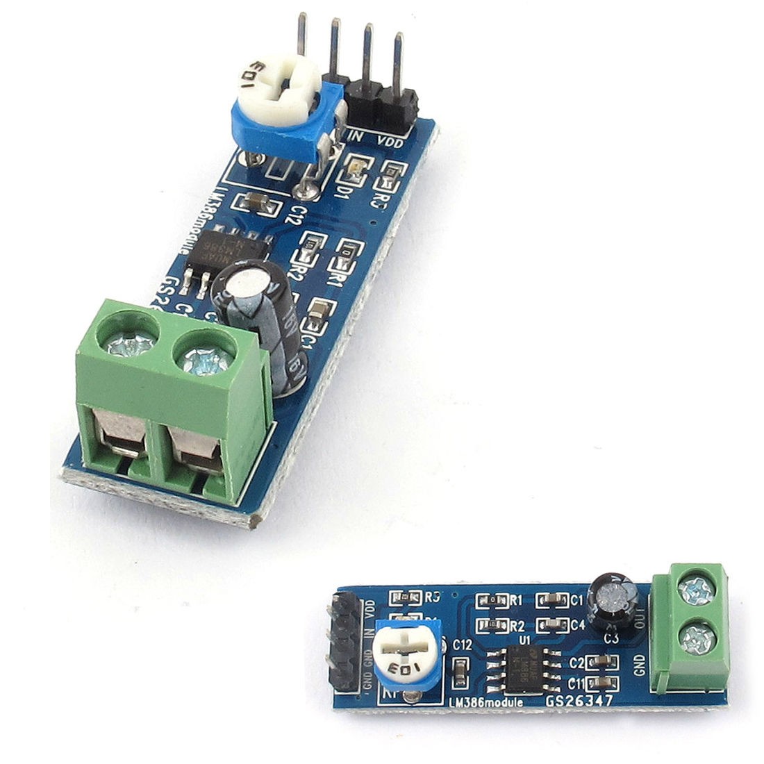 LM386 Audio Amplifier Module 200 Times Gain 5V 12V Input 10K Adjustable Resistan