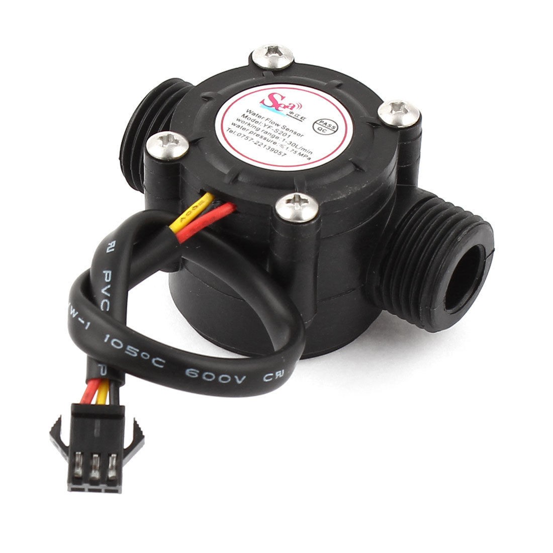 2pcs Black Liquid Flow Sensor Flowmeter Water Controller 1 30L MIN G1 2"