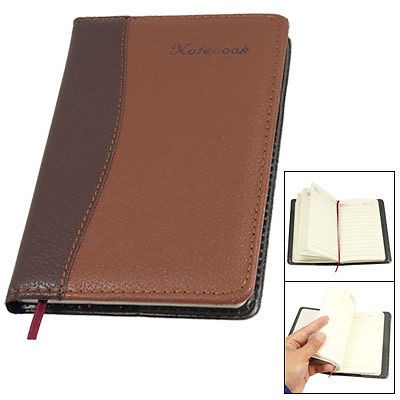 Ribbon Bookmarker Brown Faux Leather Cover Notebook