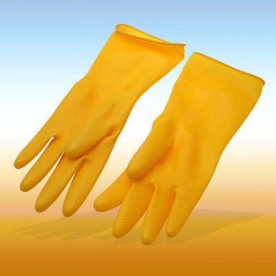 Household Long Latex Rubber Gloves Size Medium Yellow