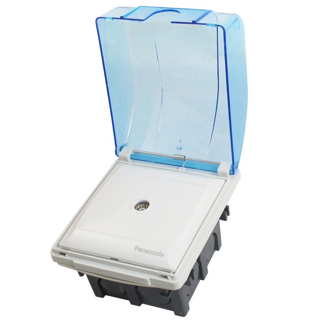 Home Blue Clear Cover Flush Mount Base TV Television Jack Wall Outlet Plate